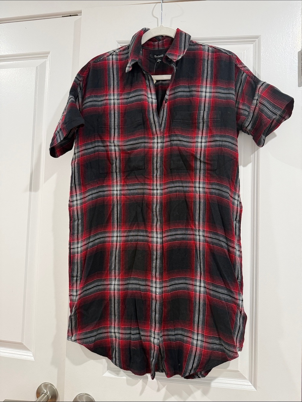 Madewell Red & Black Short-Sleeve Plaid Button-Down Shirt